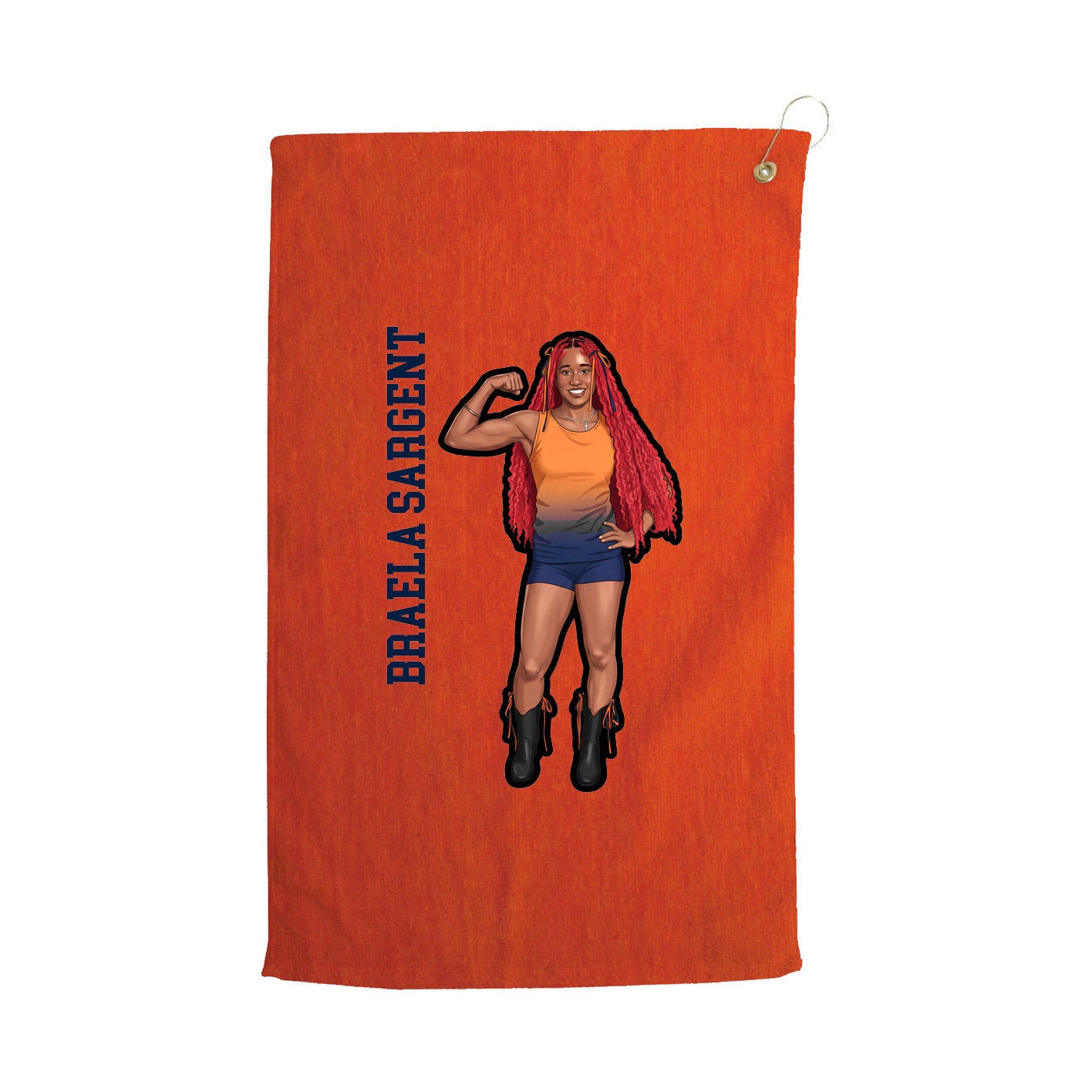 Golf Towel — Name Vertical in Orange