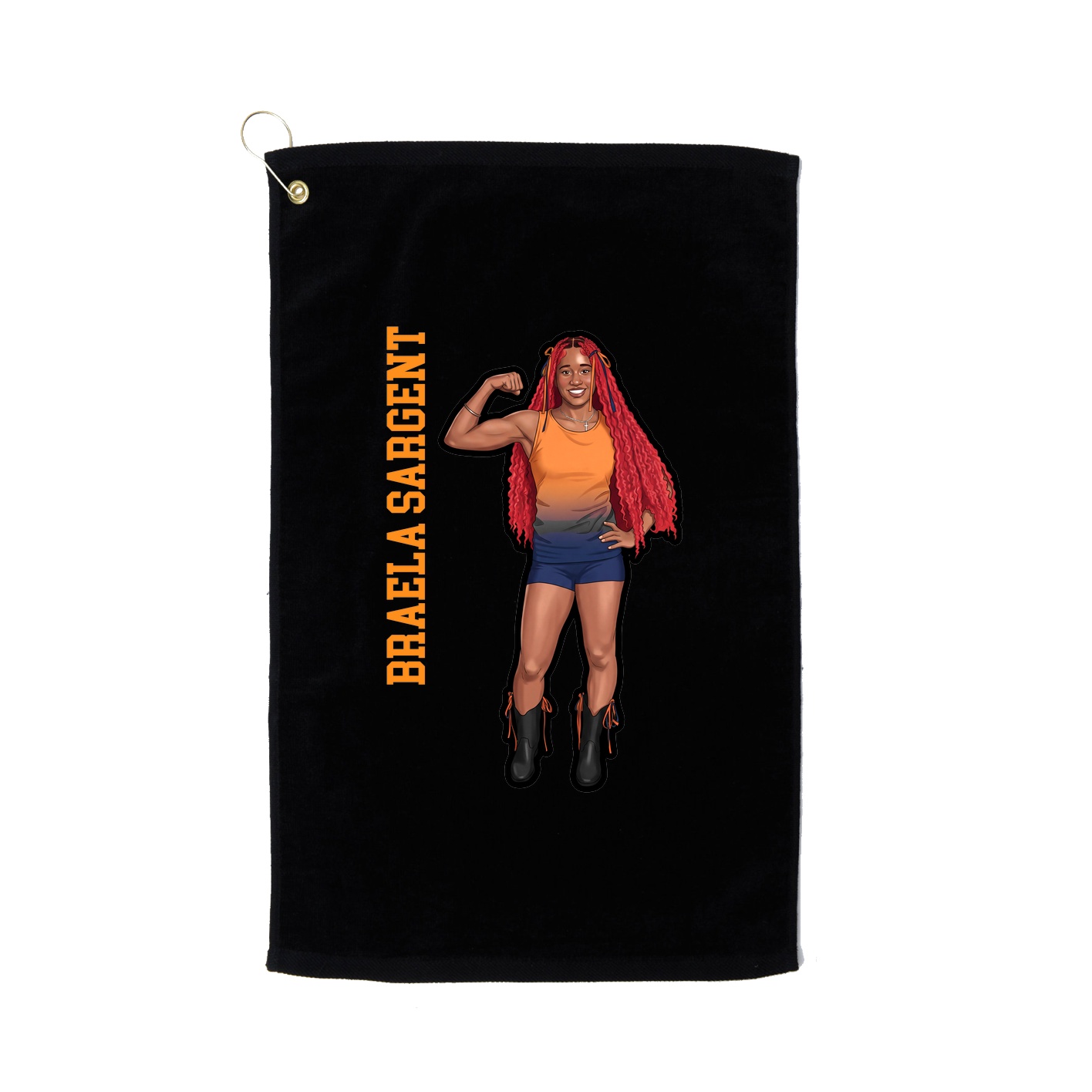 Golf Towel — Name Vertical in Black