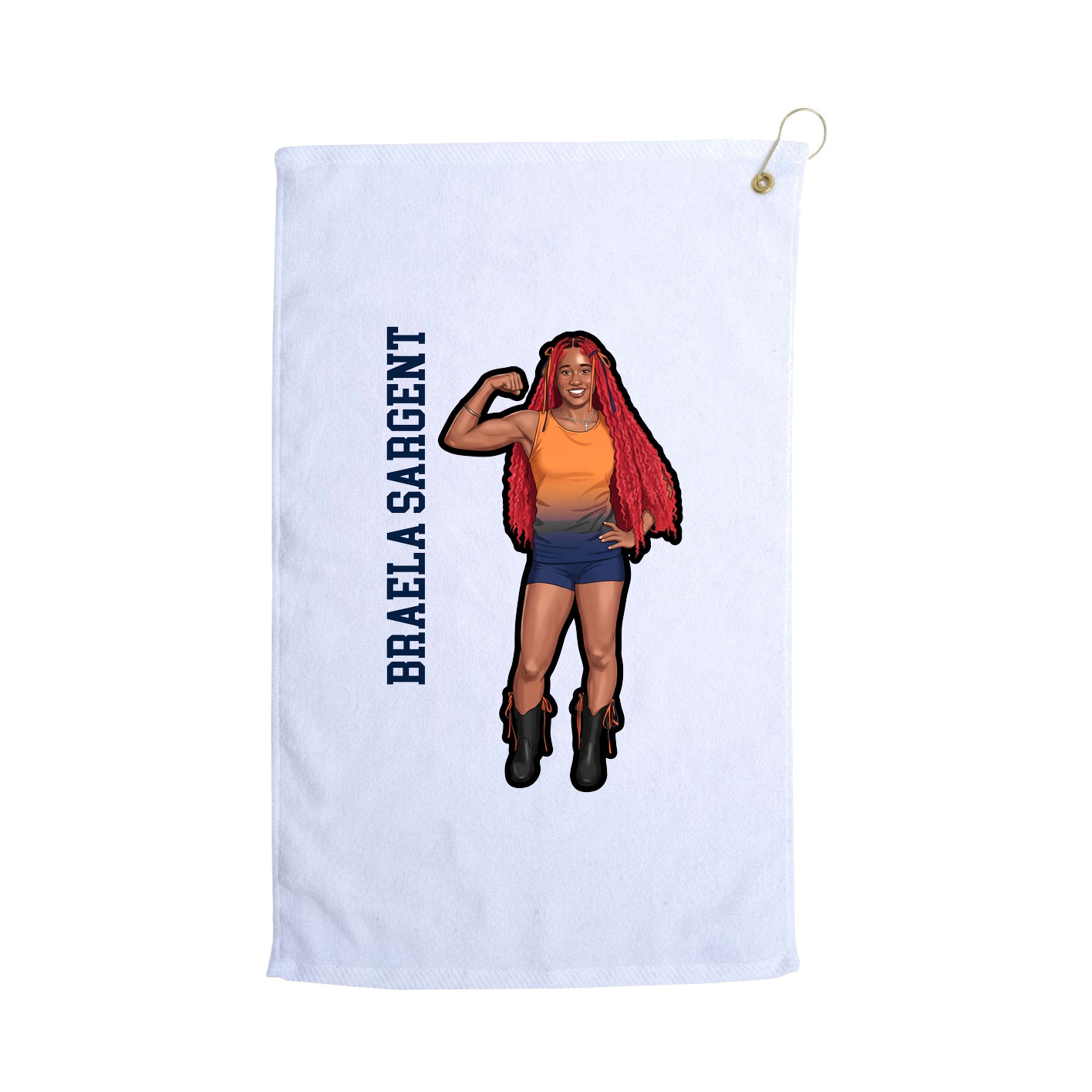 Golf Towel — Name Vertical in White