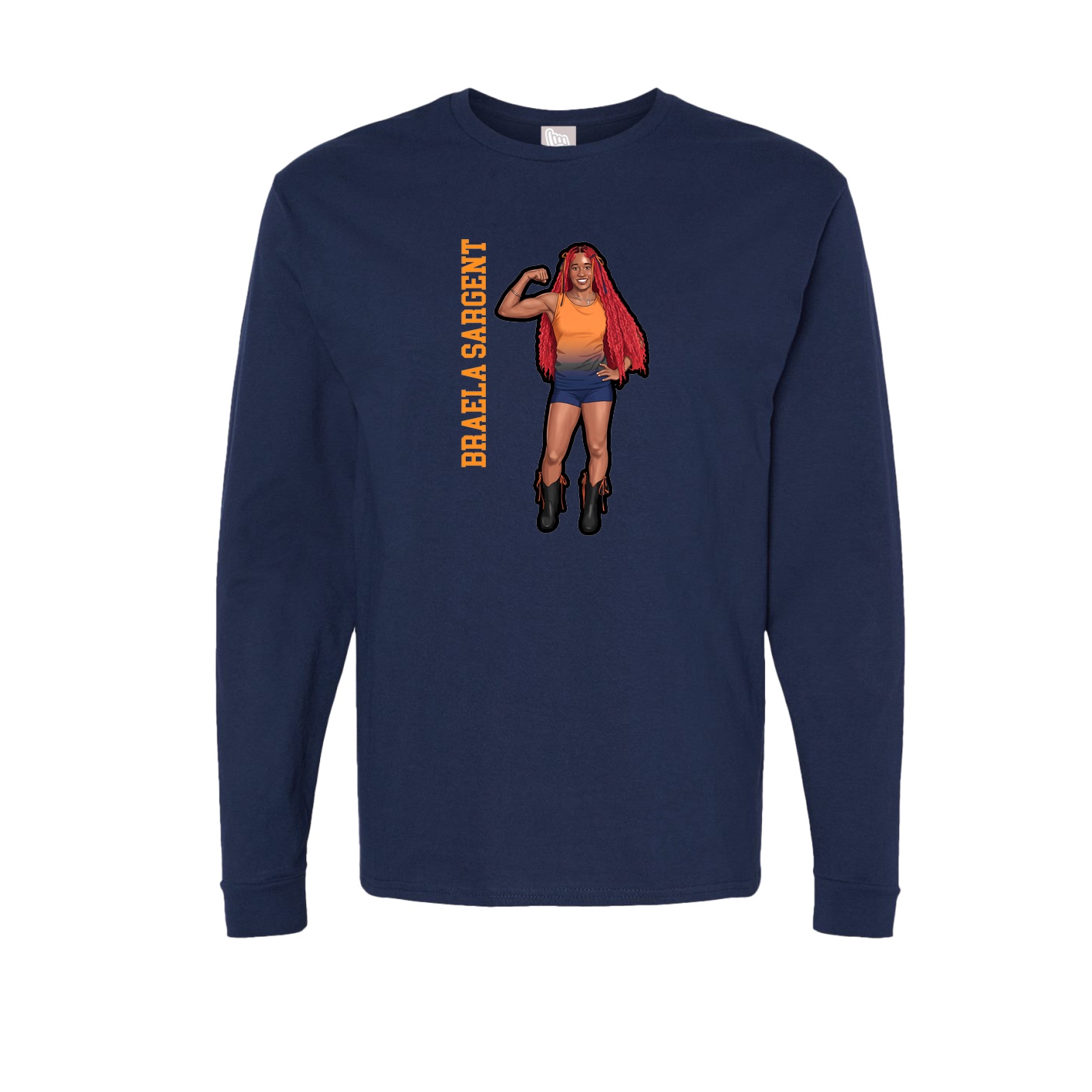Long Sleeve Tee — Name Vertical in Navy