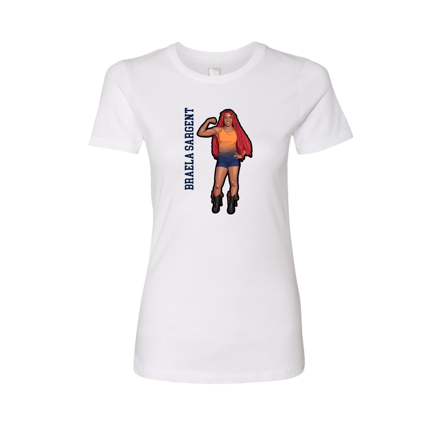Fitted Women's Tee — Name Vertical in White