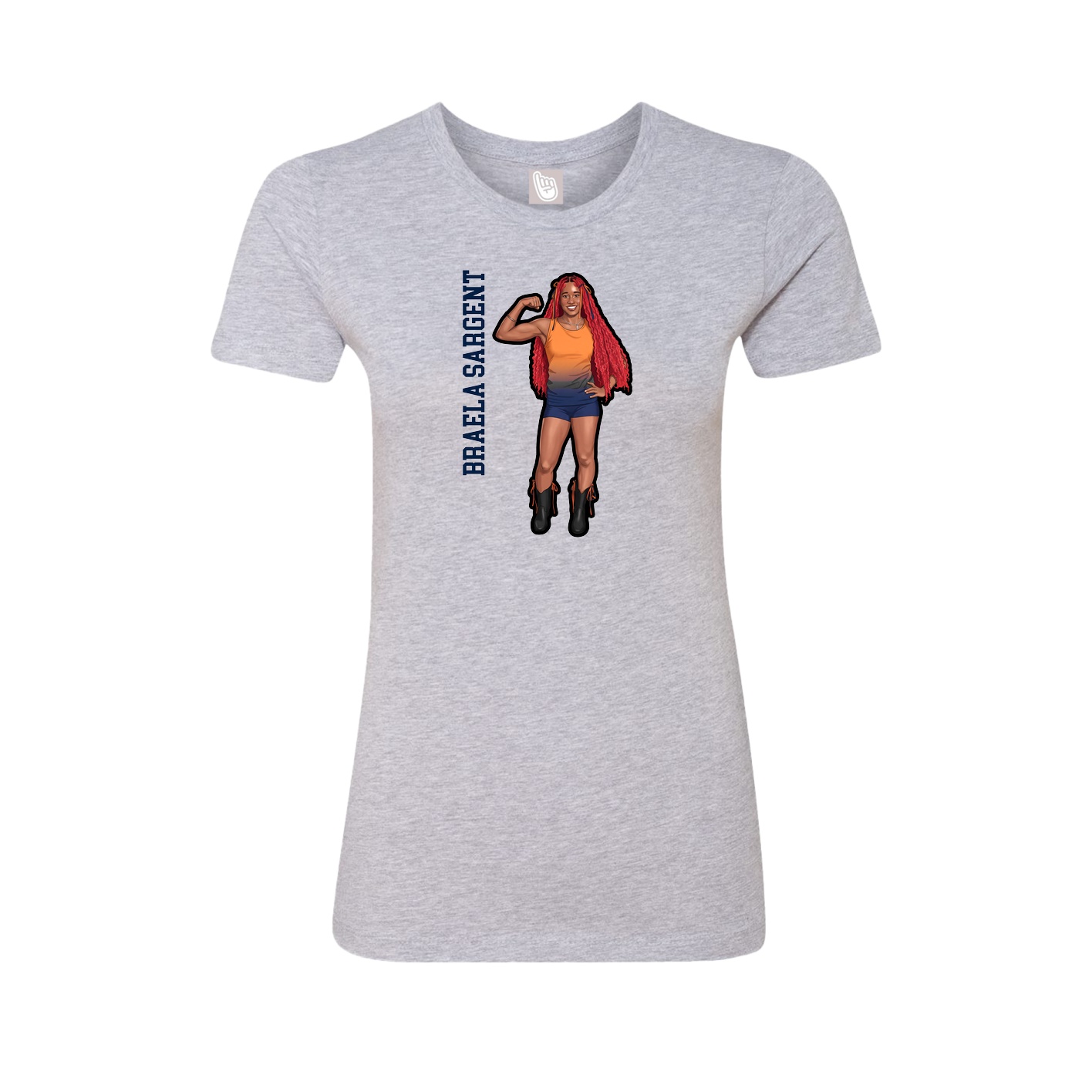 Womens Tee — Name Vertical in Grey