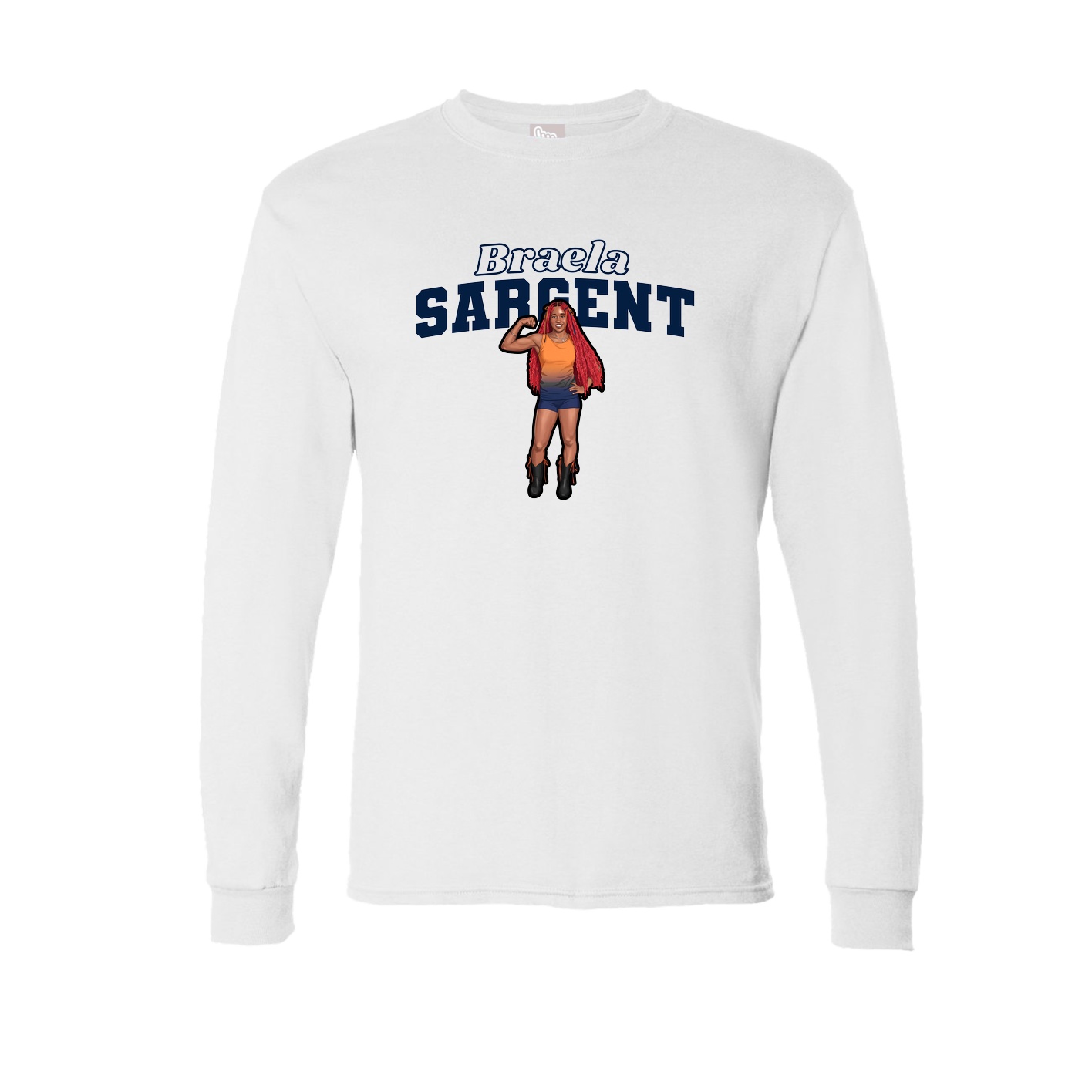 Long Sleeve Tee — Name Arch in White
