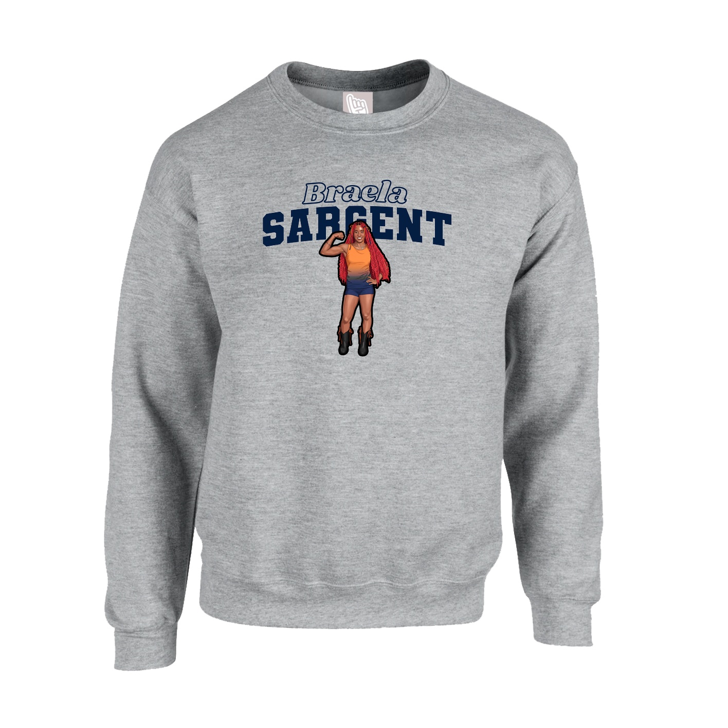 Fleece Crew — Name Arch in Grey
