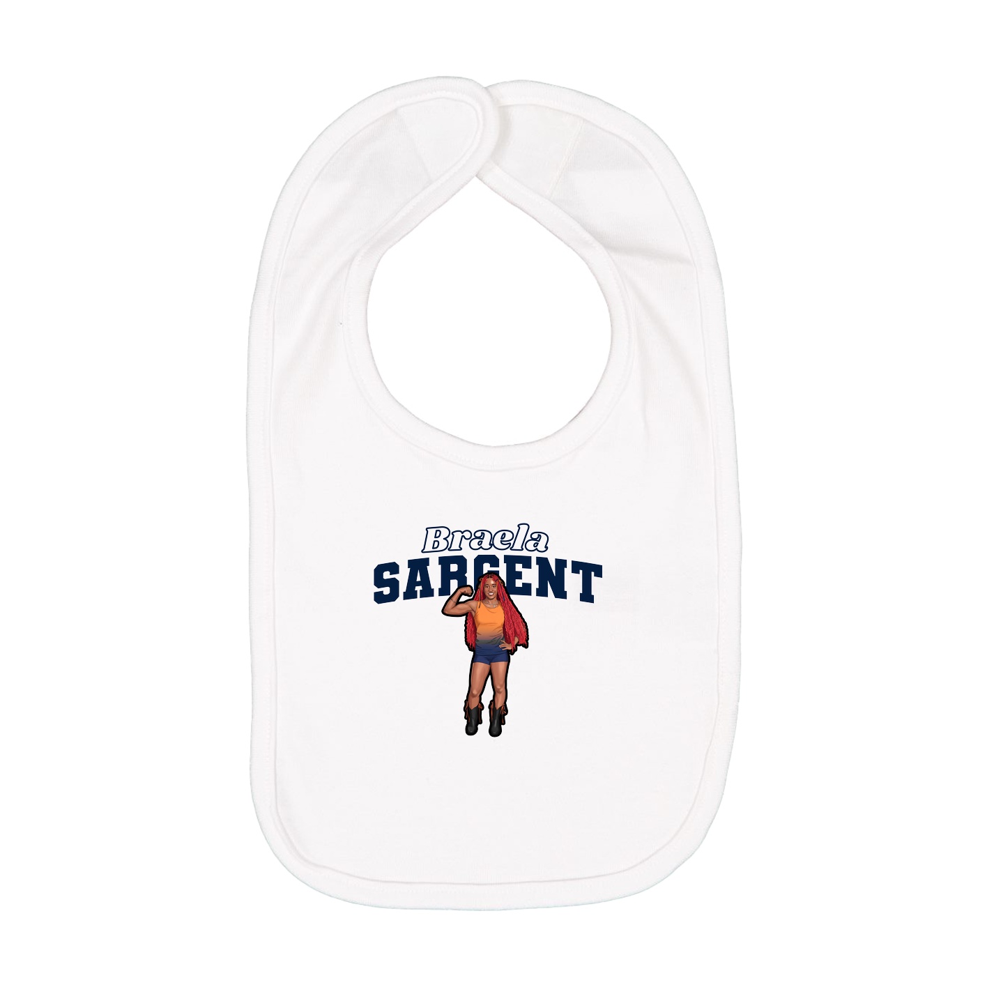 Infant Bib — Name Arch in White