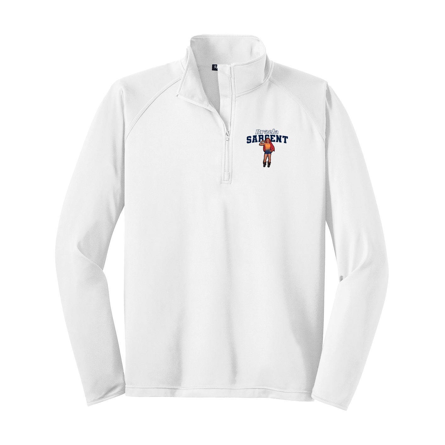 Q-Zip Pullover — Name Arch in White