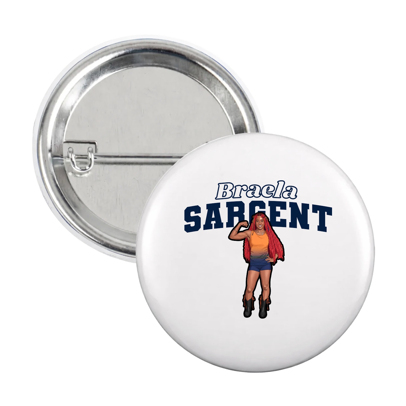 Game Day Button — Name Arch in White