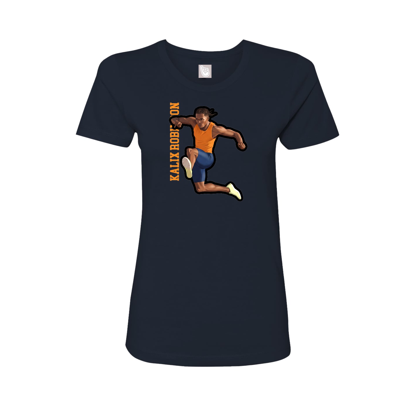 Fitted Women's Tee — Name Vertical in Navy