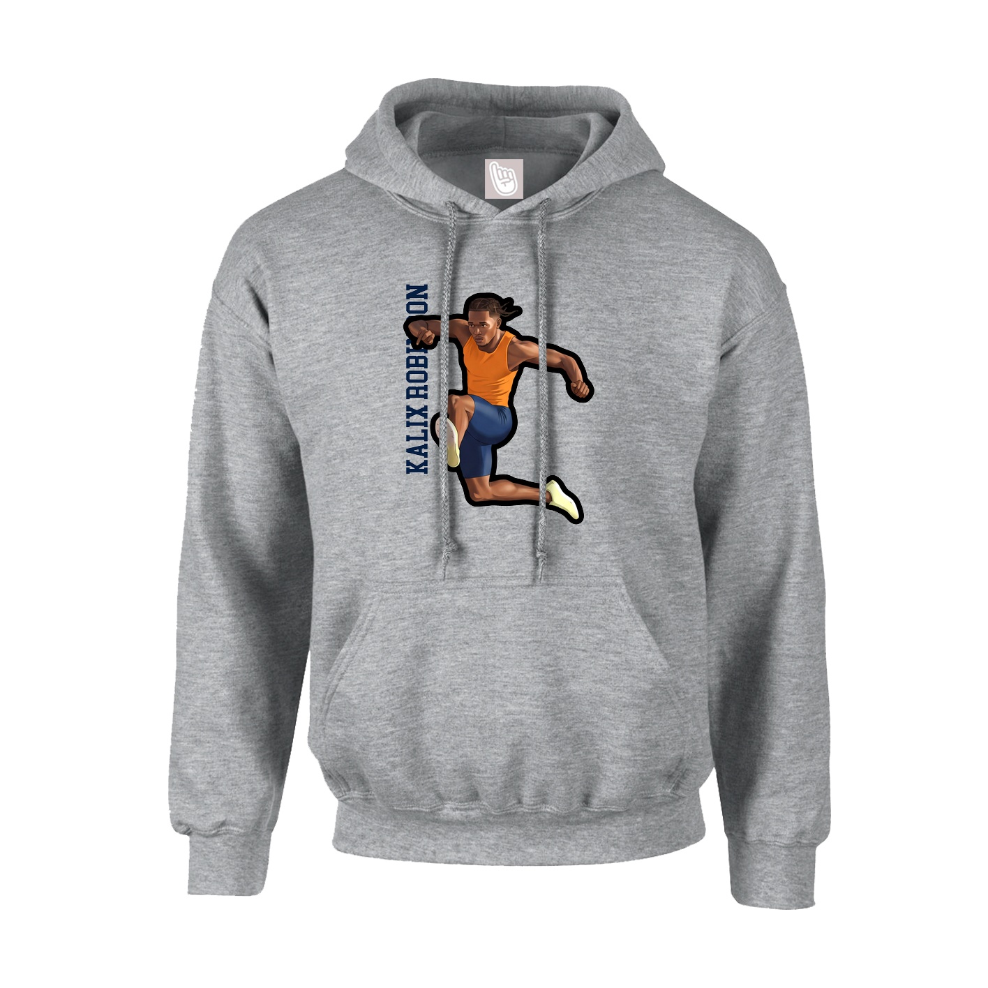 Youth Hoodie — Name Vertical in Grey