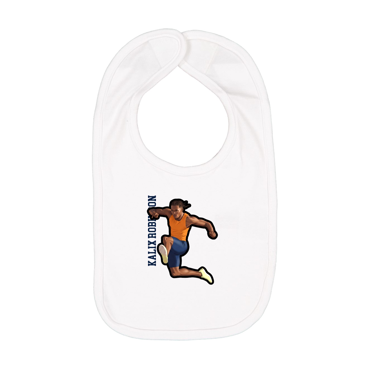 Infant Bib — Name Vertical in White