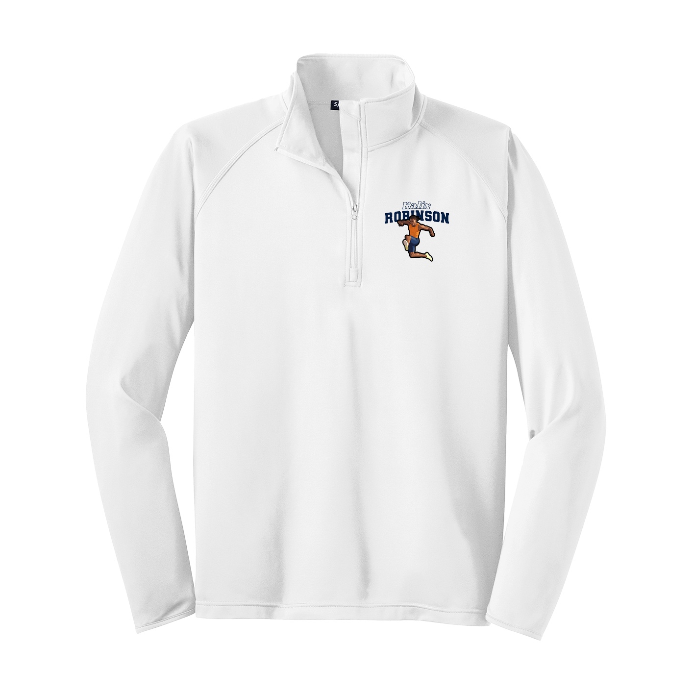 Q-Zip Pullover — Name Arch in White