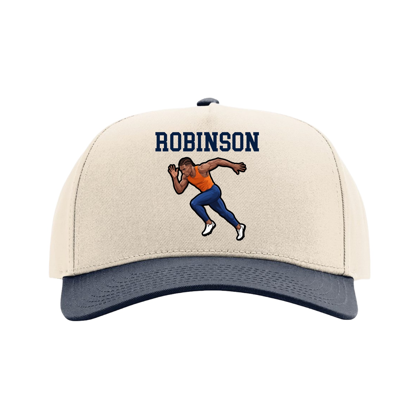 Full Fabric Five-Panel Champ Cap — Shirsey in Cream/Navy