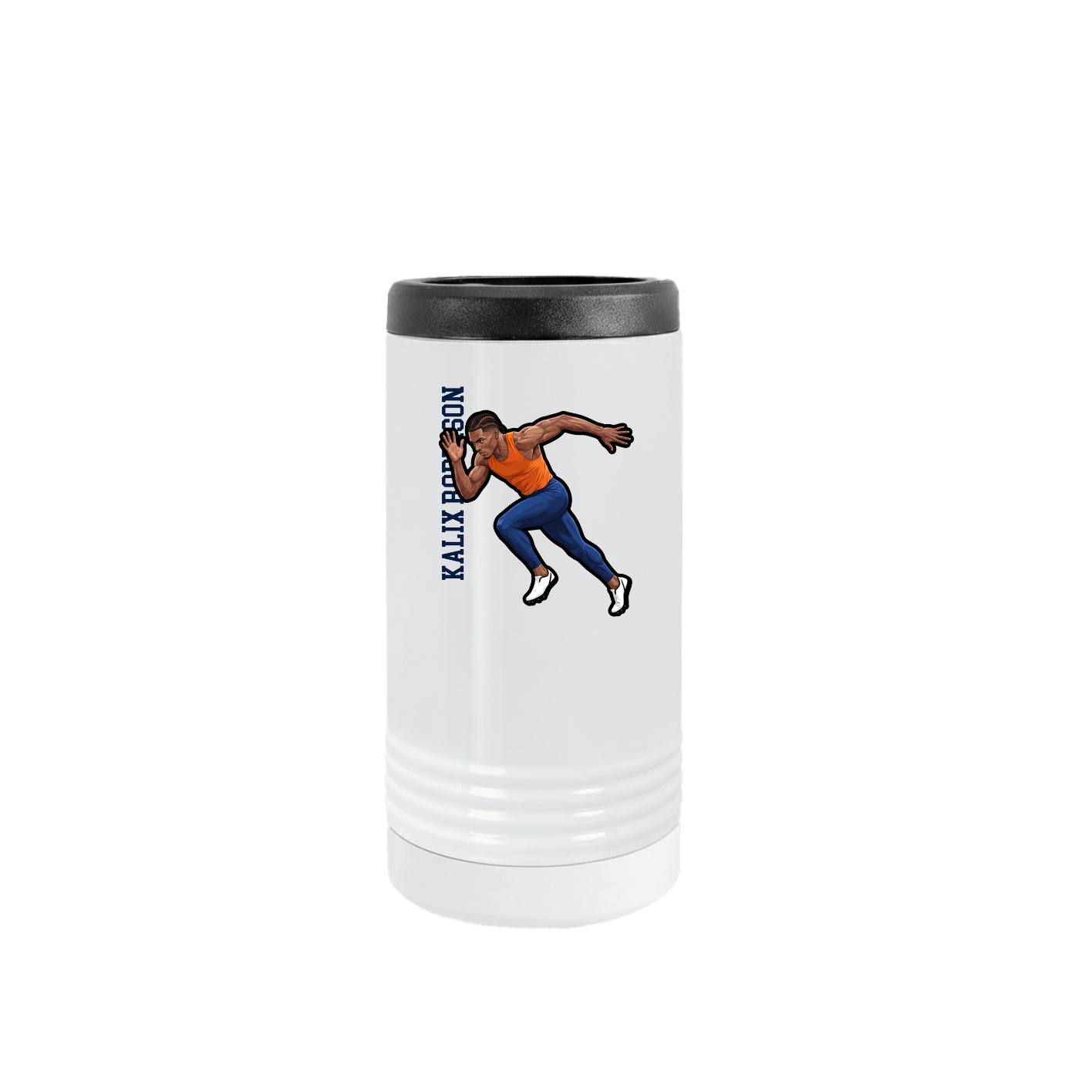 Slim Beverage Holder — Name Vertical in White