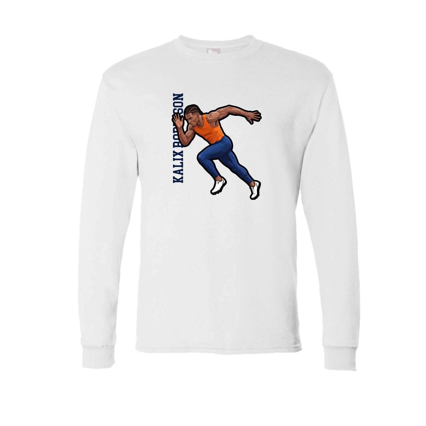 Long Sleeve Tee — Name Vertical in White