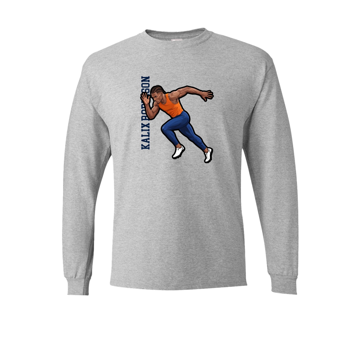 Long Sleeve Tee — Name Vertical in Grey
