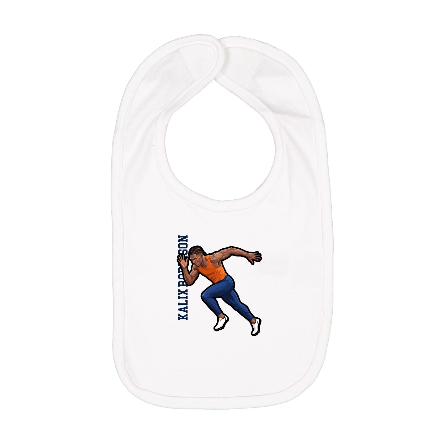Infant Bib — Name Vertical in White