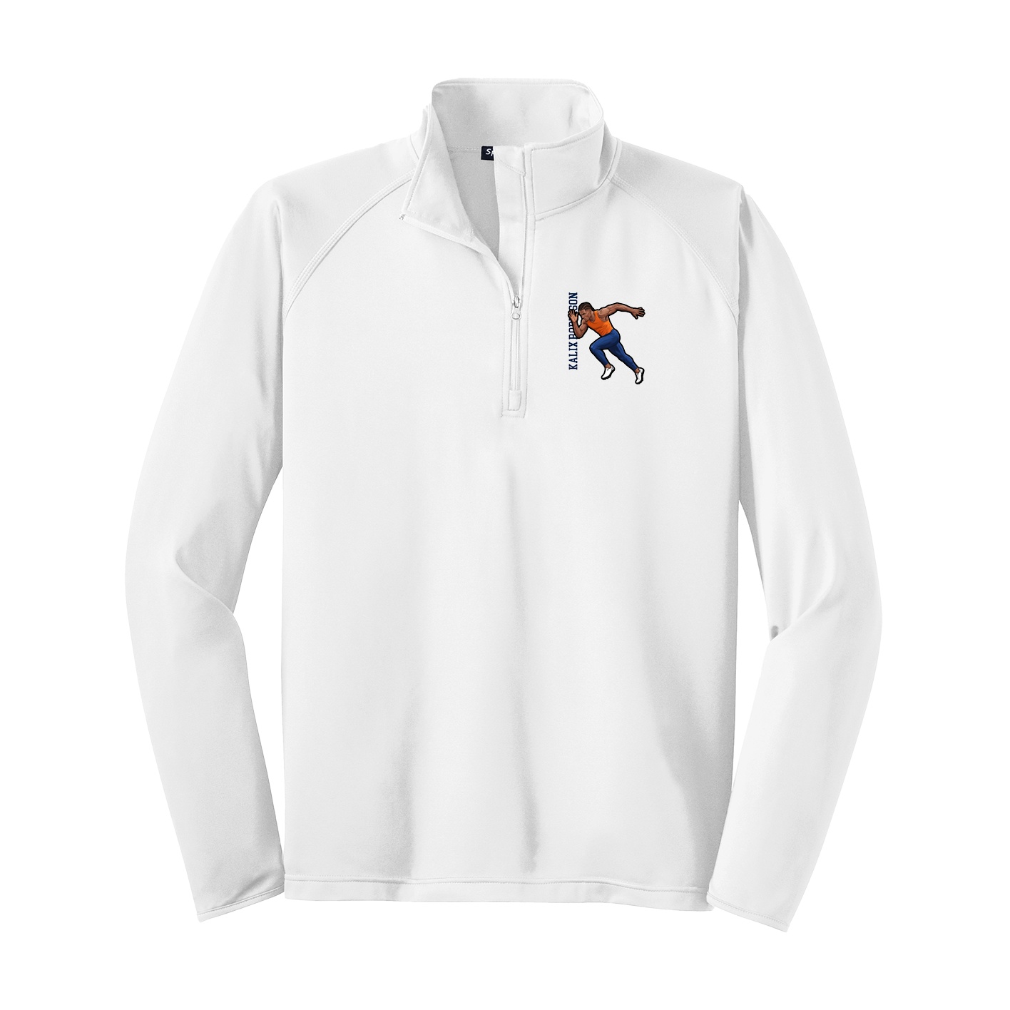 Q-Zip Pullover — Name Vertical in White