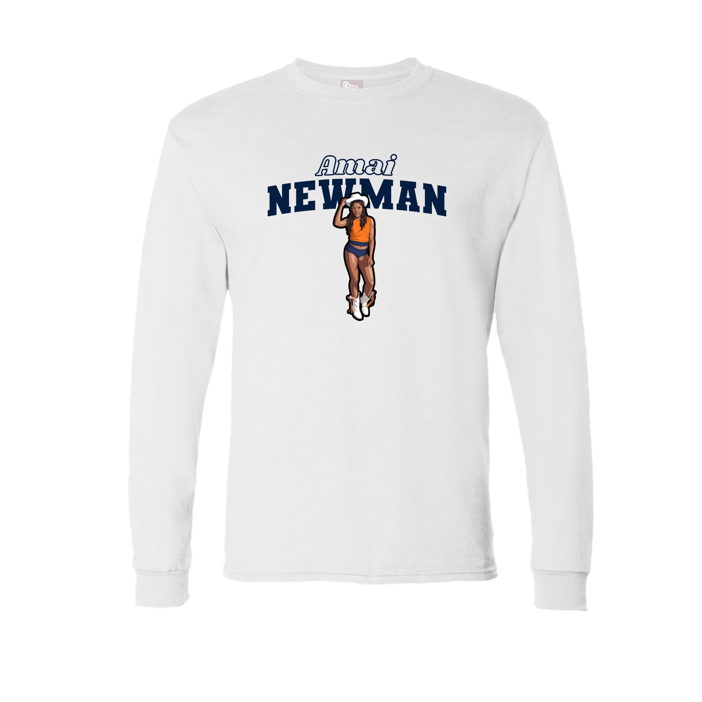 Long Sleeve Tee — Name Arch in White