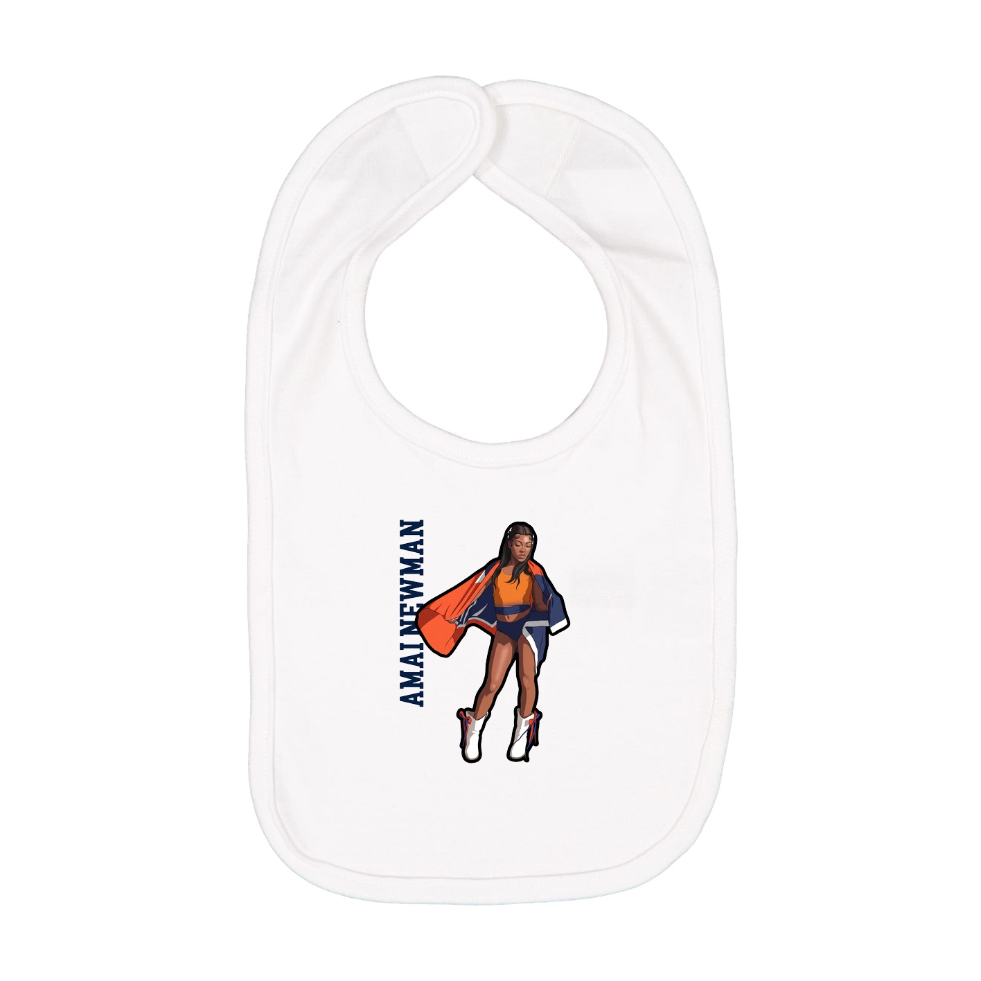 Infant Bib — Name Vertical in White