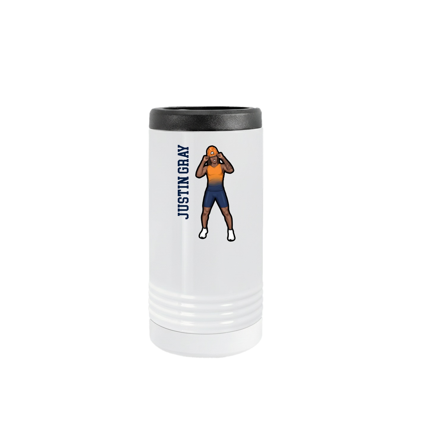 Slim Beverage Holder — Name Vertical in White