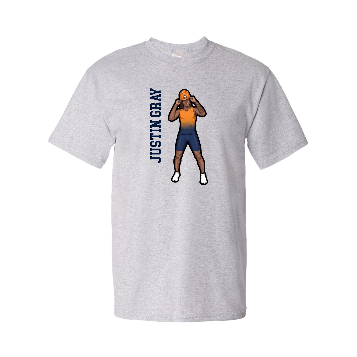 Youth Tee — Name Vertical in Grey