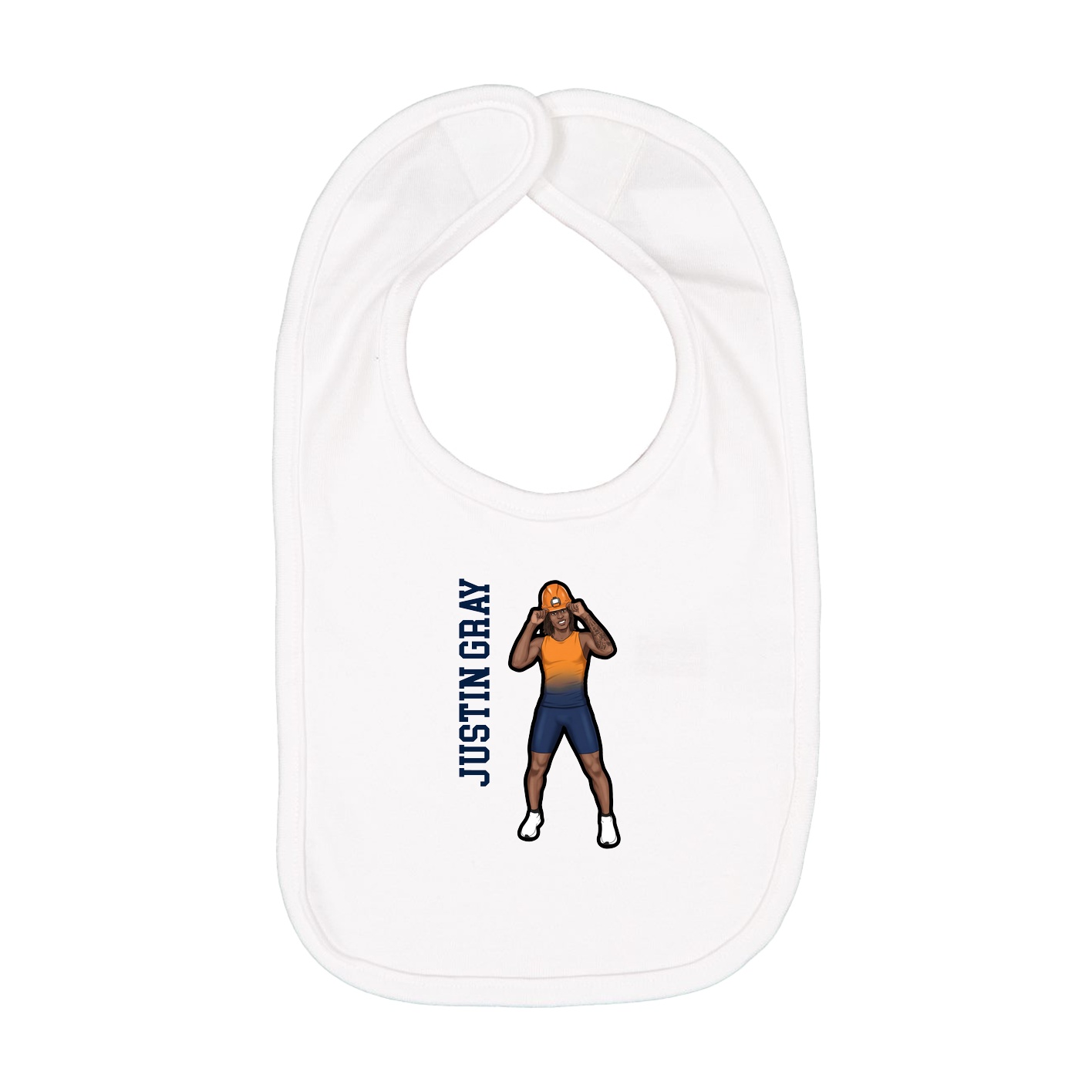 Infant Bib — Name Vertical in White