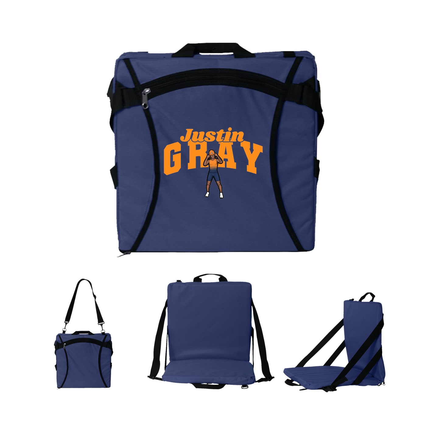 Folding Stadium Seat — Signature Arch in Navy