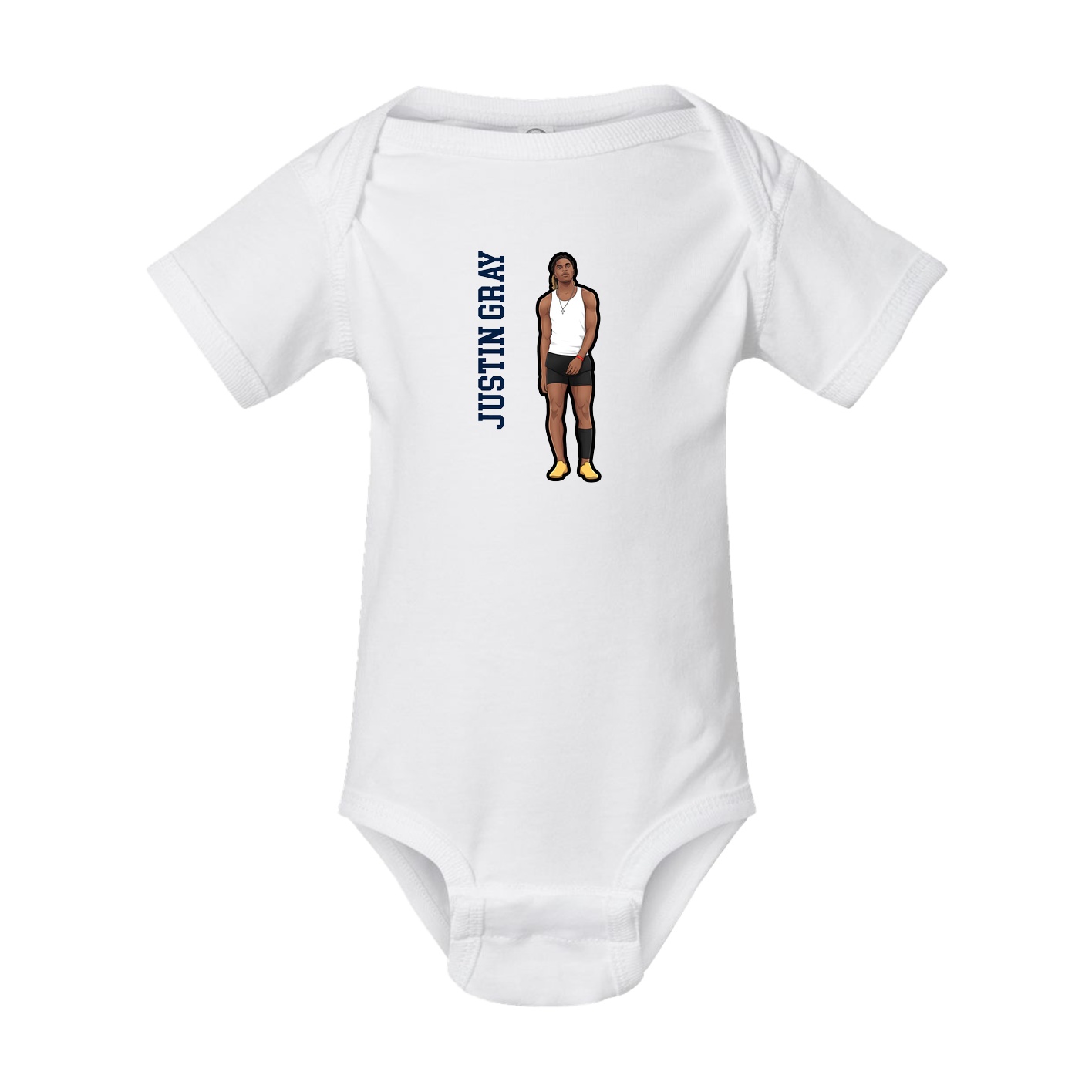 Baby Onesie — Name Vertical in White