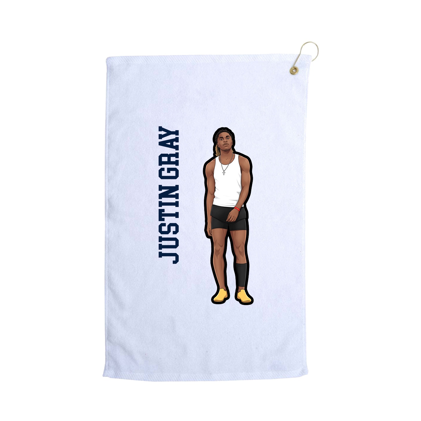Golf Towel — Name Vertical in White