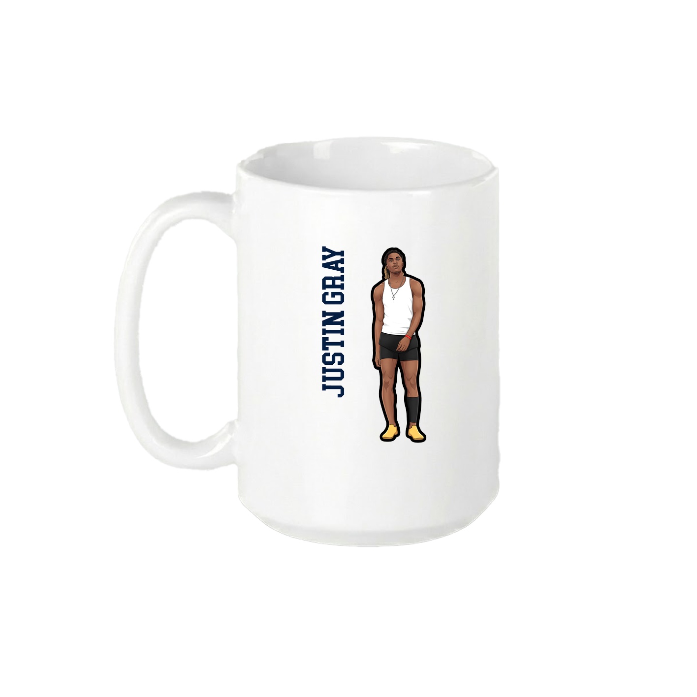 15oz Coffee Mug — Name Vertical in White