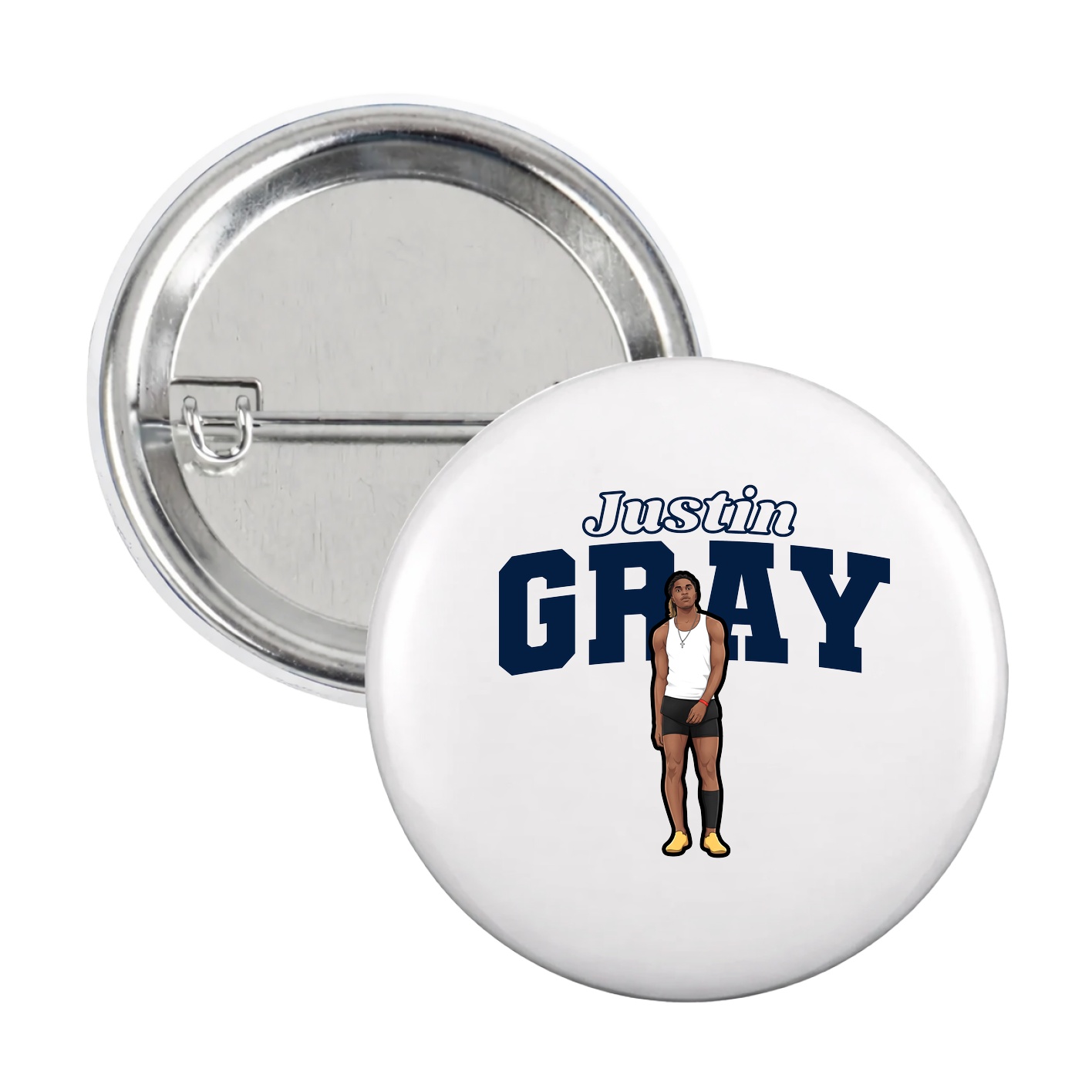 Game Day Button — Name Arch in White