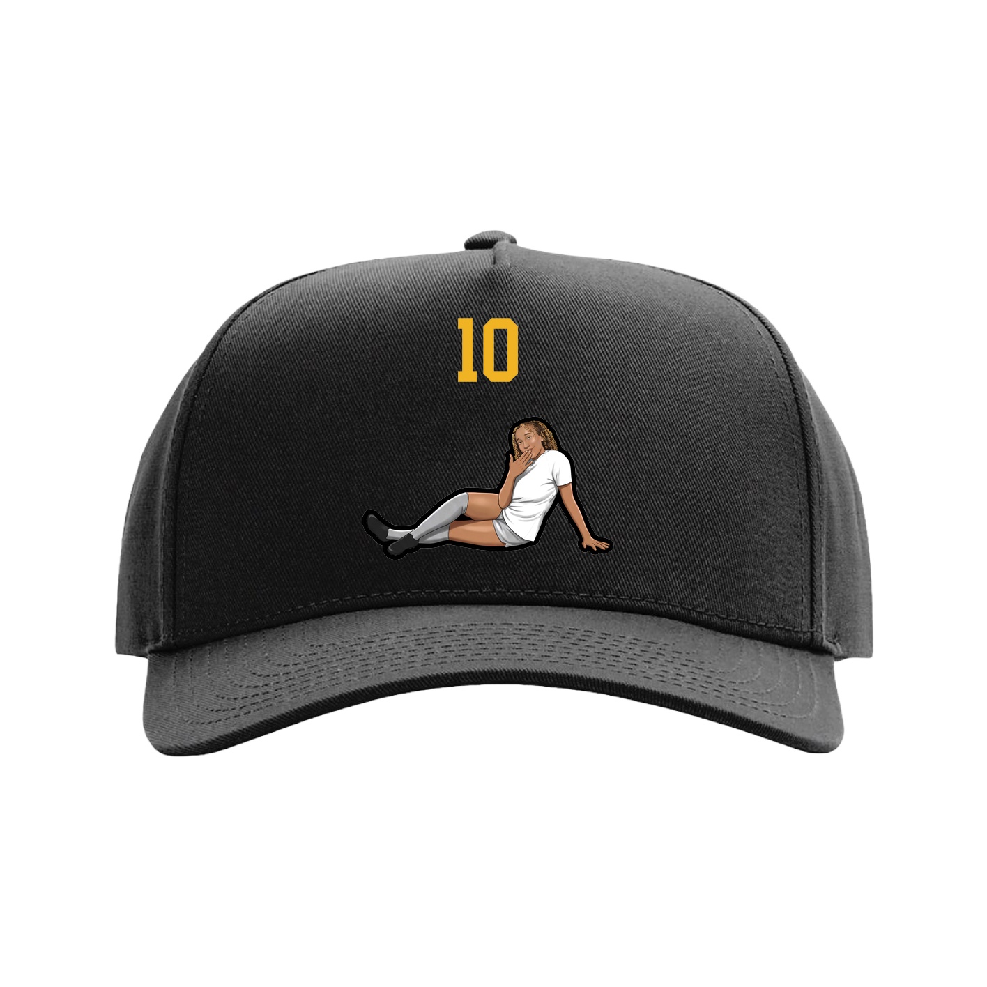 Full Fabric Five-Panel Champ Cap — Number Top in Black