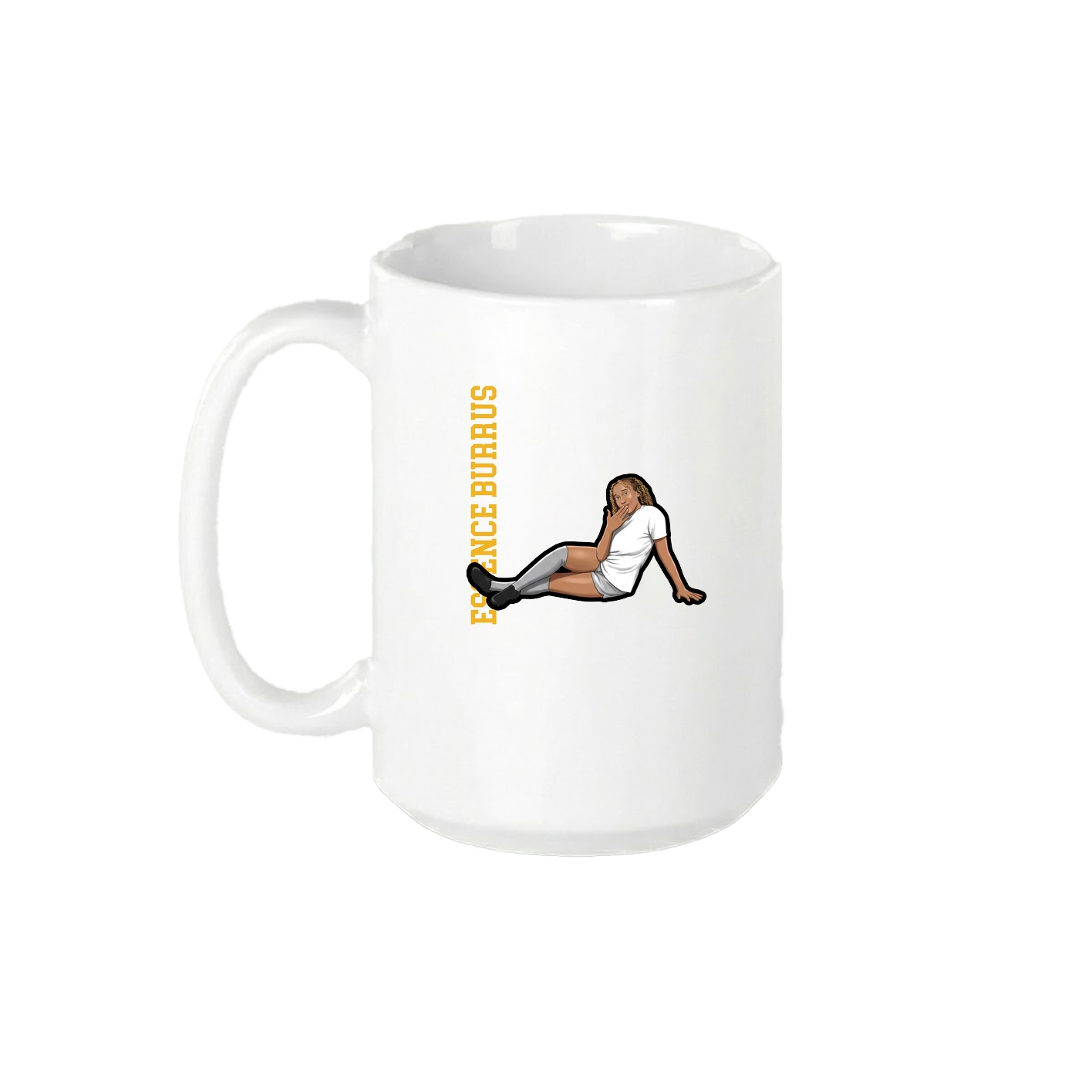 15oz Coffee Mug — Name Vertical in White