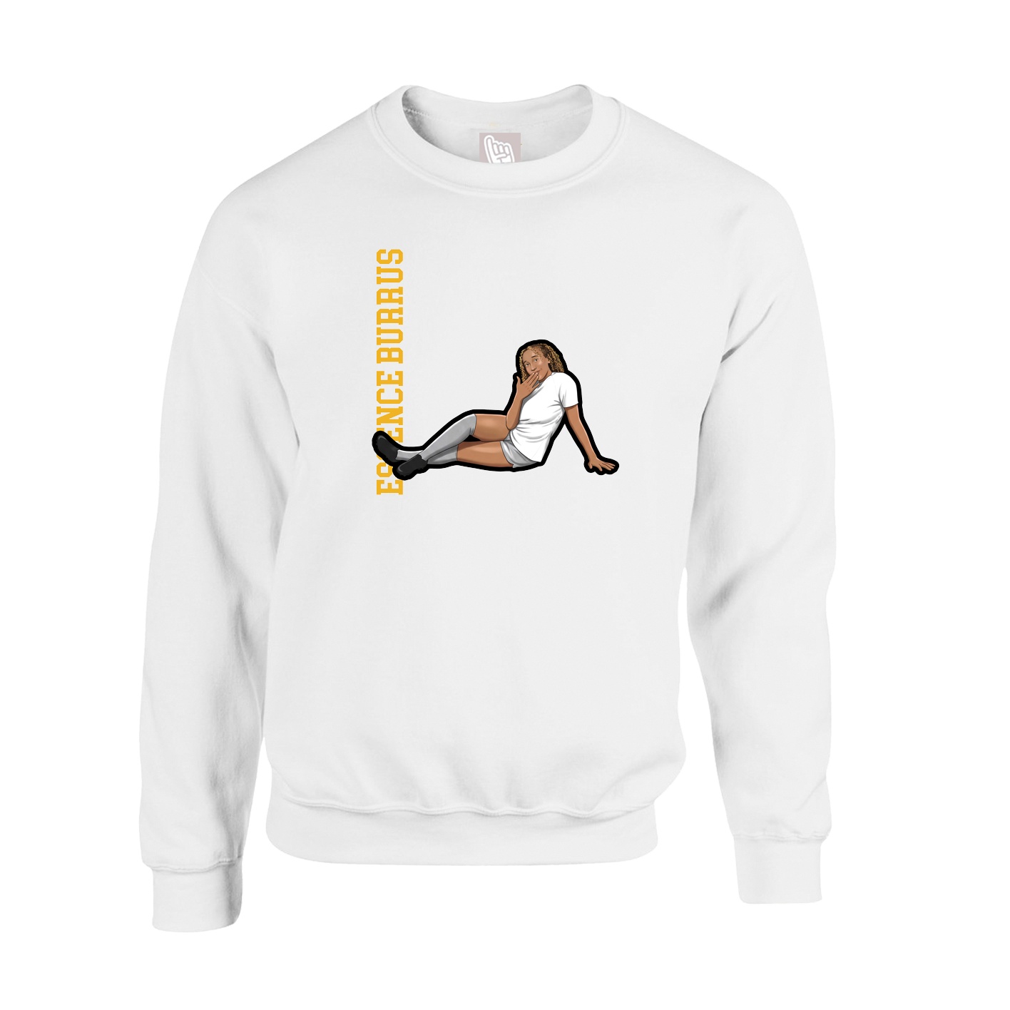 Fleece Crew — Name Vertical in White