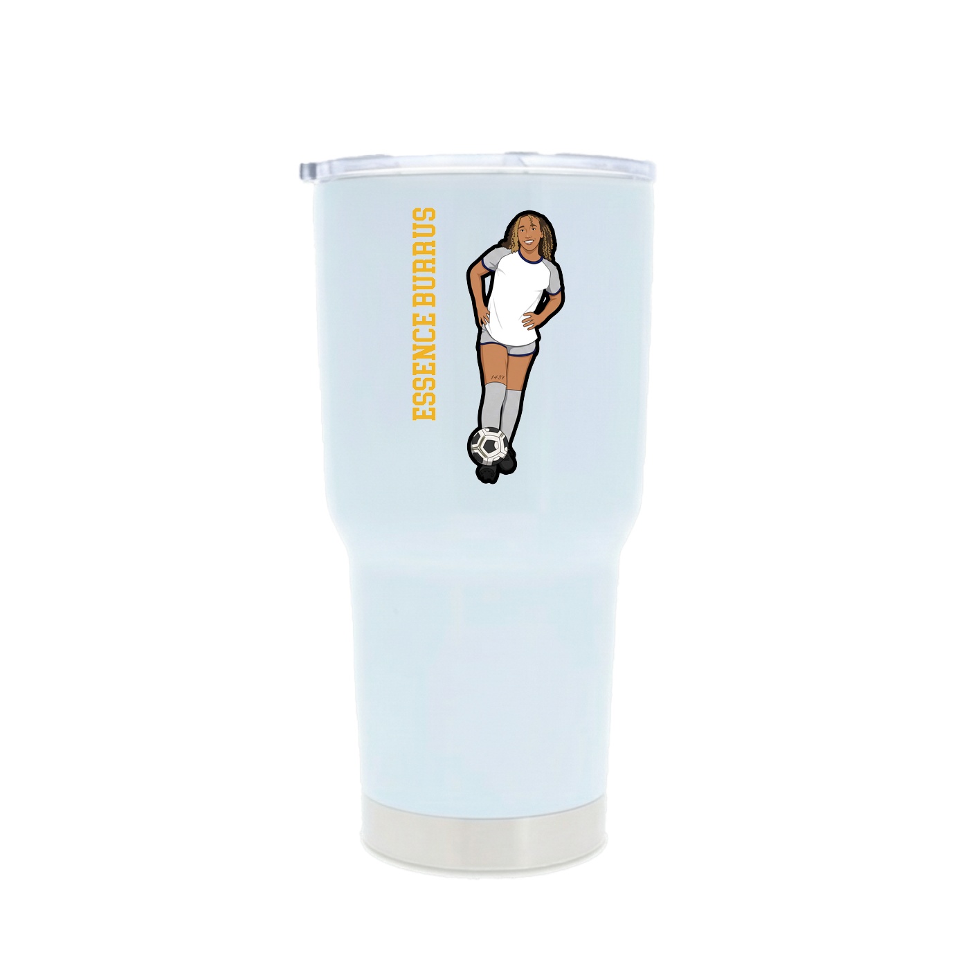 30oz Stainless Steel Tumbler — Name Vertical in White