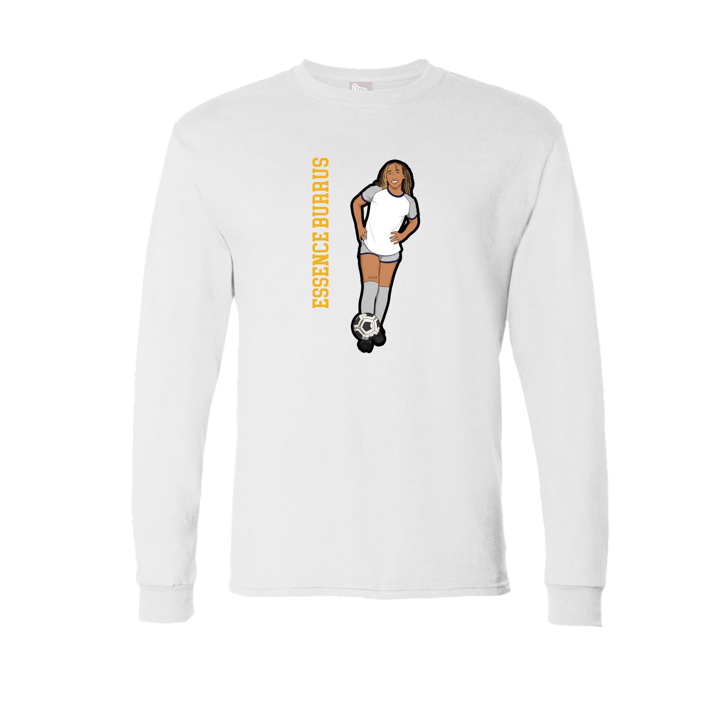 Long Sleeve Tee — Name Vertical in White
