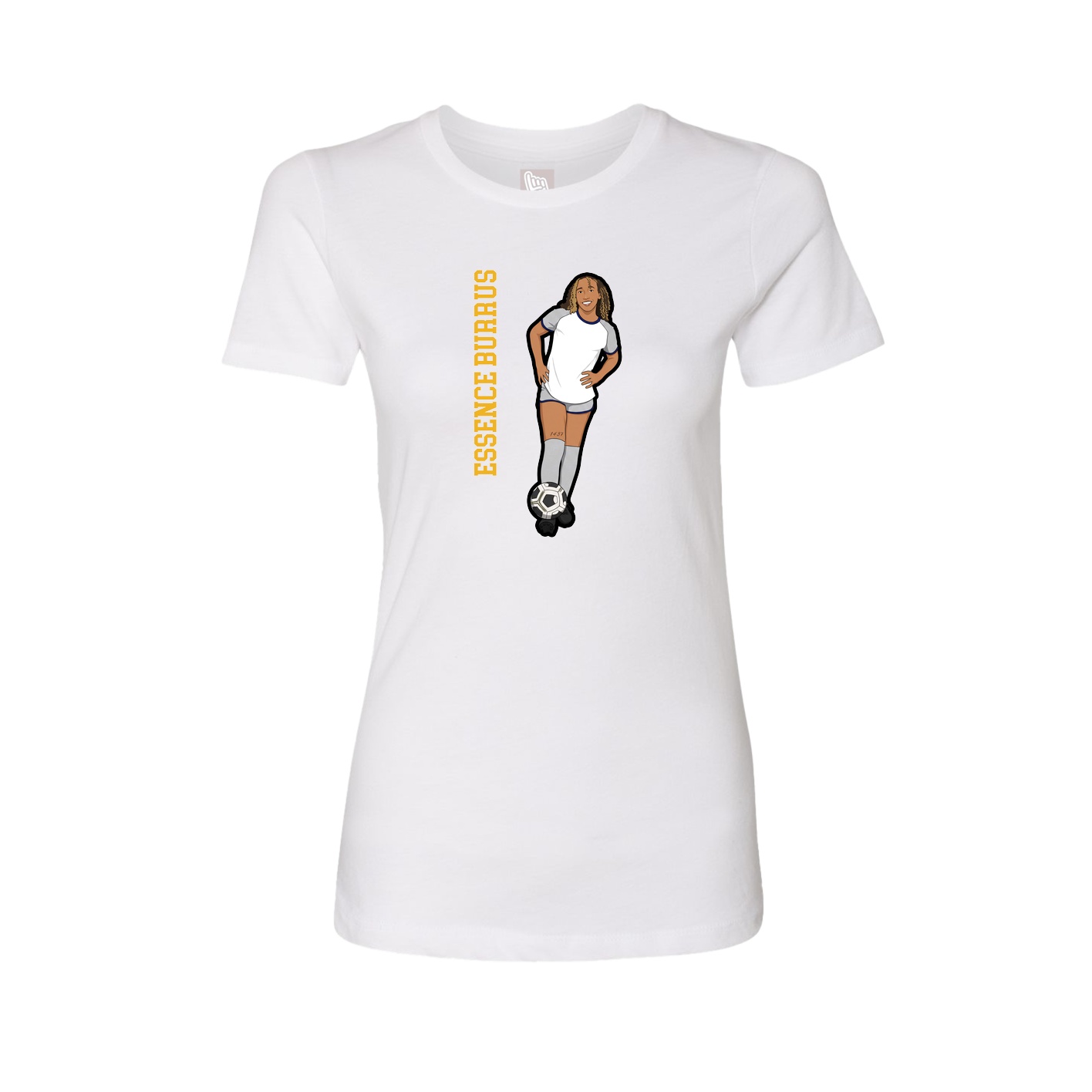 Fitted Women's Tee — Name Vertical in White