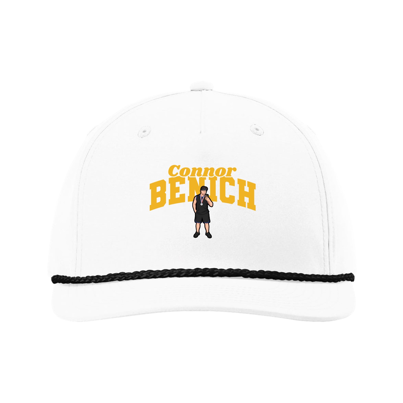 Five-Panel Classic Rope Cap — Signature Arch in White