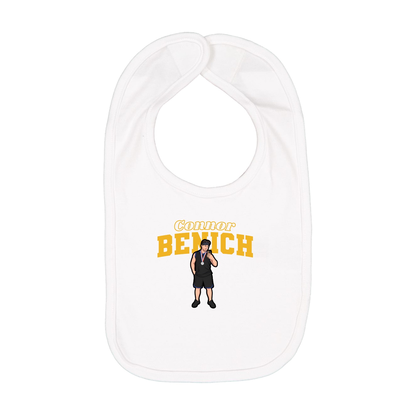 Infant Bib — Name Arch in White