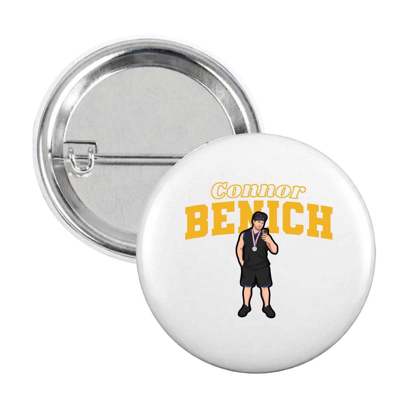 Game Day Button — Name Arch in White