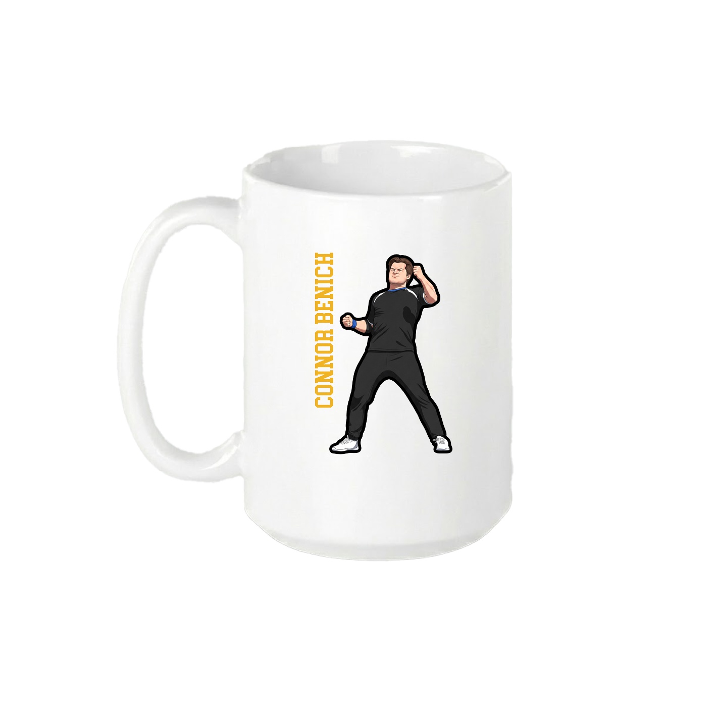 15oz Coffee Mug — Name Vertical in White