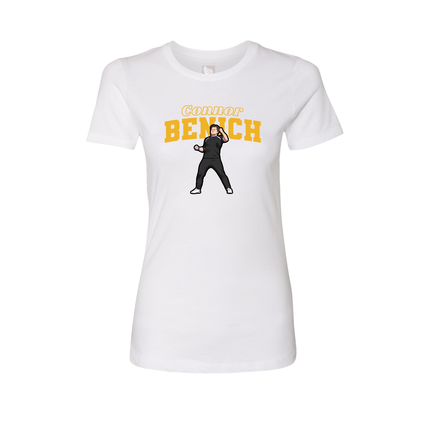 Fitted Women's Tee — Name Arch in White