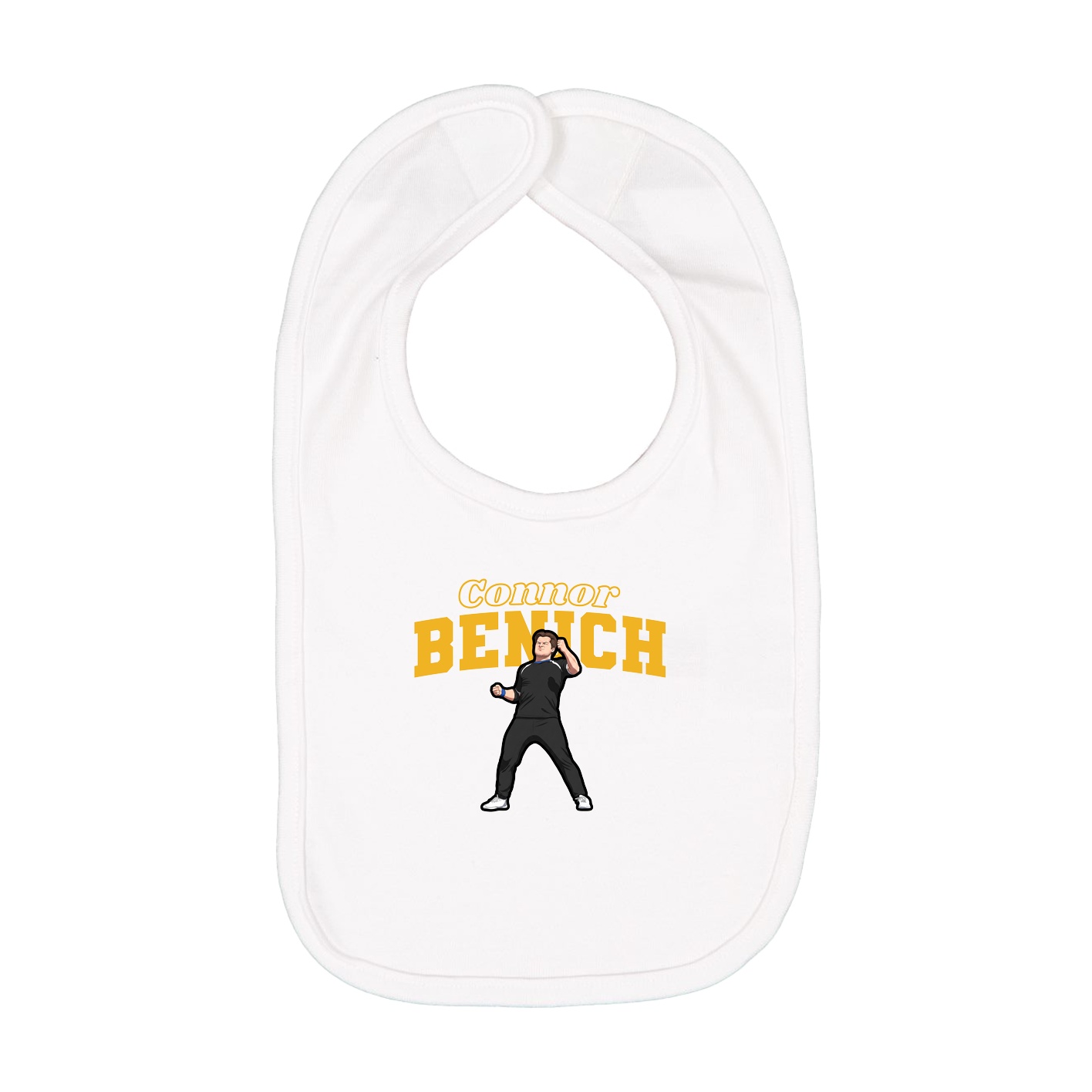 Infant Bib — Name Arch in White