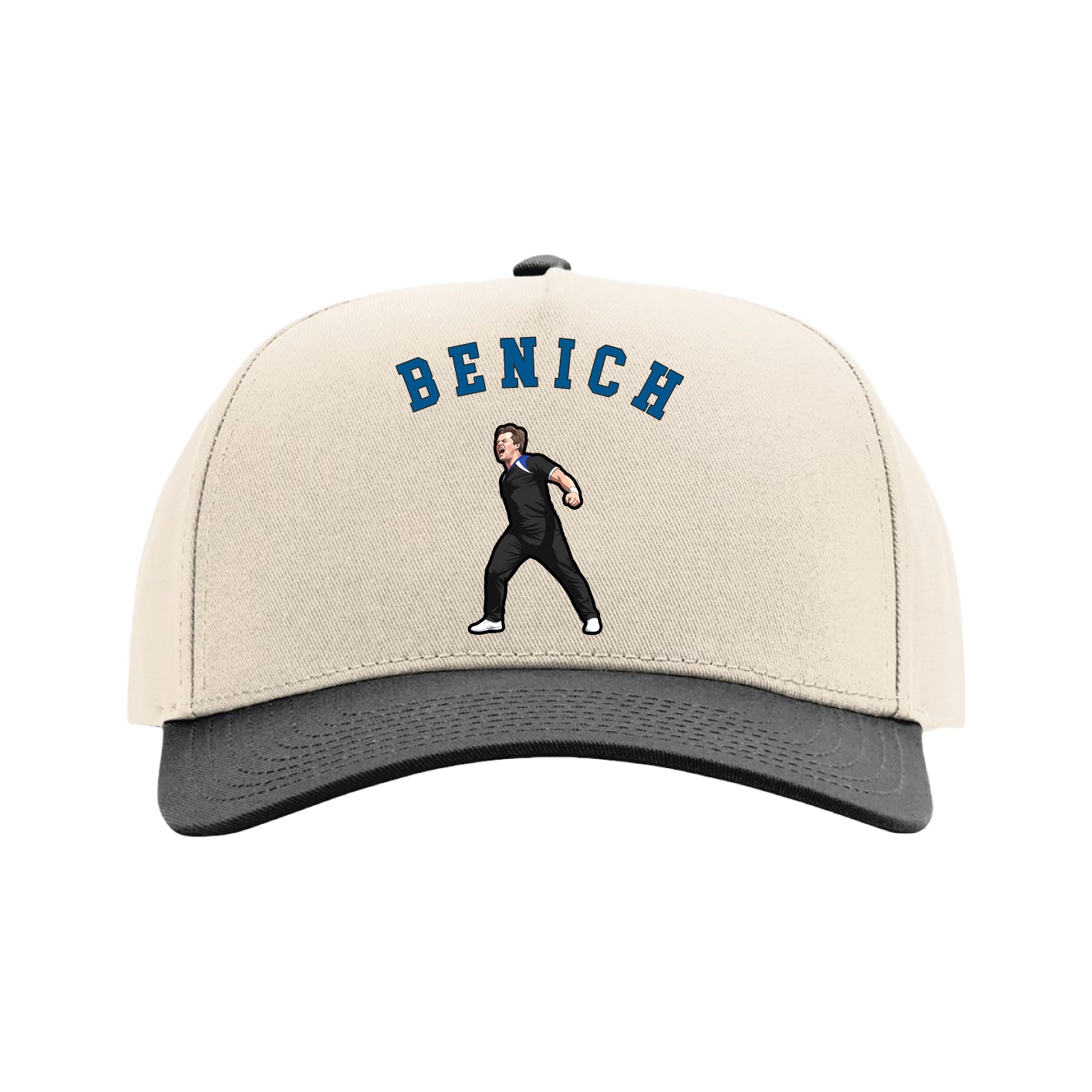 Full Fabric Five-Panel Champ Cap — Shirsey Arch in Cream/Black