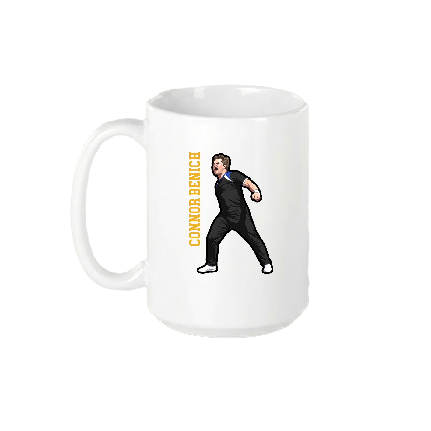 15oz Coffee Mug — Name Vertical in White