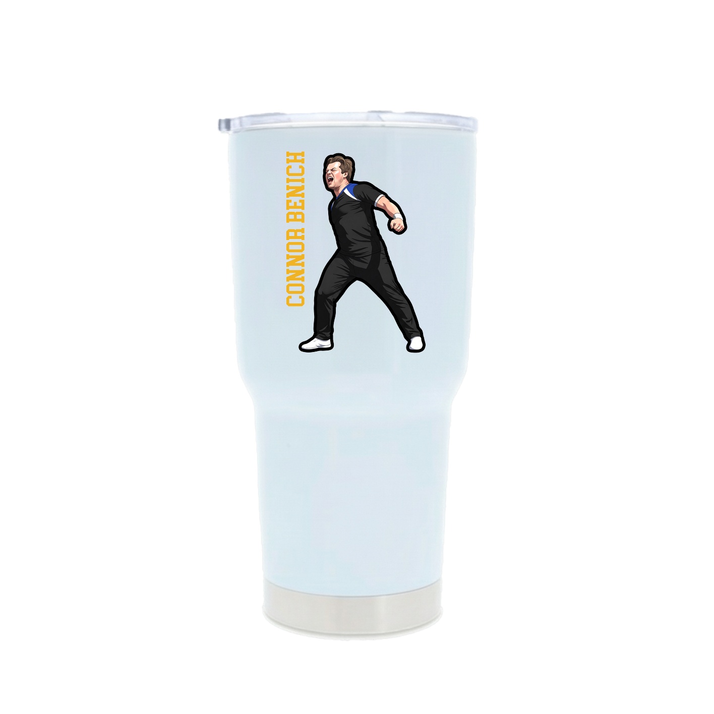 30oz Stainless Steel Tumbler — Name Vertical in White