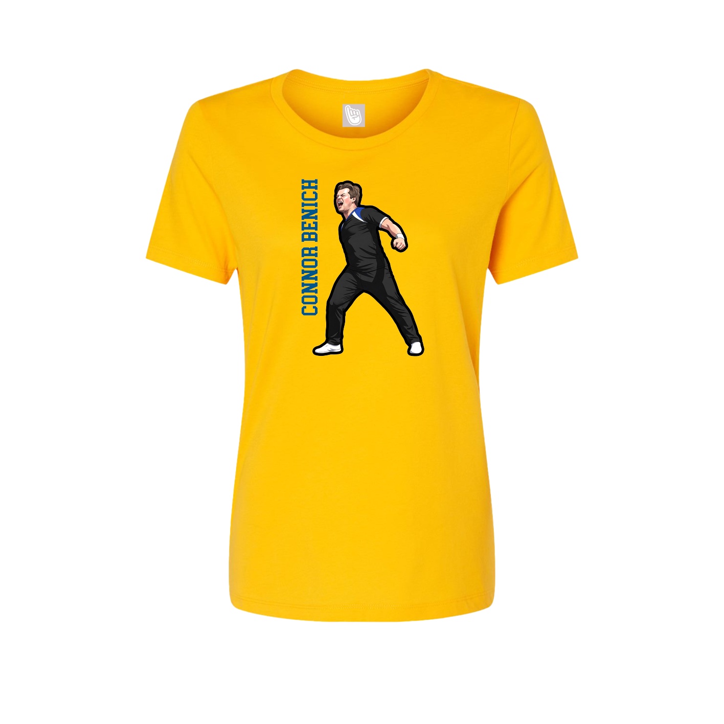 Fitted Women's Tee — Name Vertical in Gold