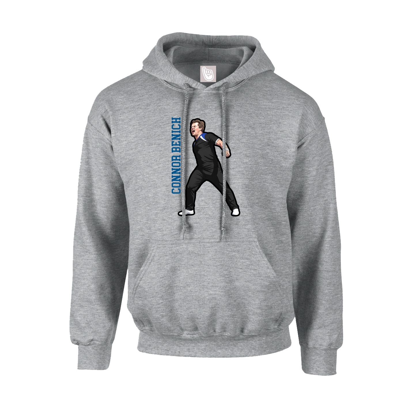Youth Hoodie — Name Vertical in Grey