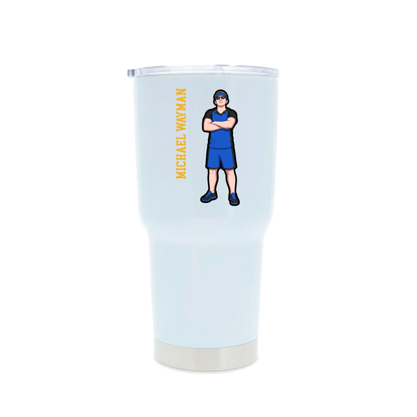 30oz Stainless Steel Tumbler — Name Vertical in White