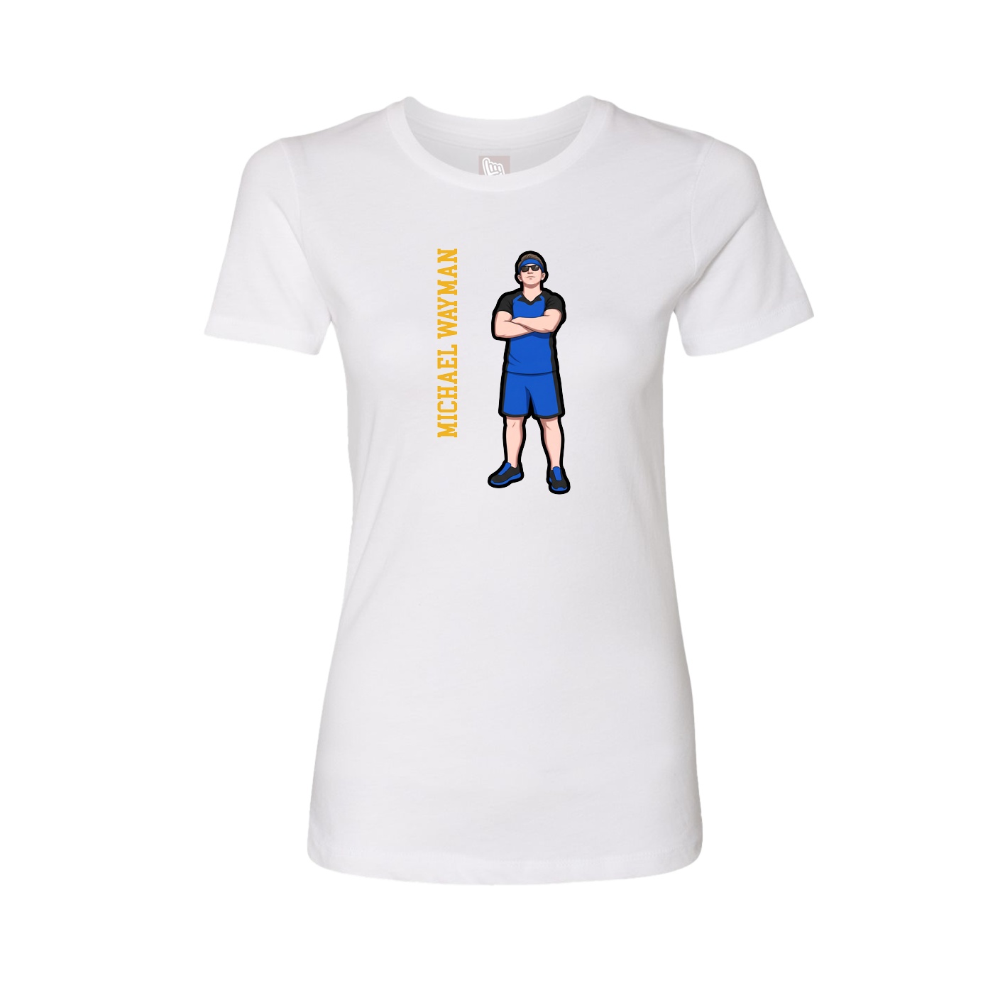 Fitted Women's Tee — Name Vertical in White
